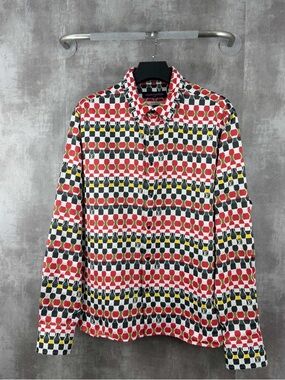 Louis Vuitton Red Black White Yellow Geometric Button-Up Shirt